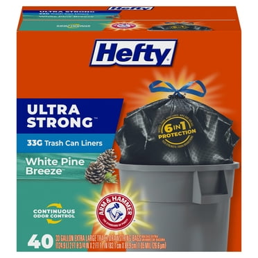 , Black 48 Count !#.01 Pack 48 Count Hefty Strong Large Trash Bags 33 Gallon